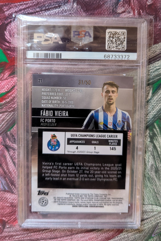 Fabio Vieira 2020 Topps Stadium Chrome Gold Refractor RC 31/50 PSA 10 #21 Mein Shop