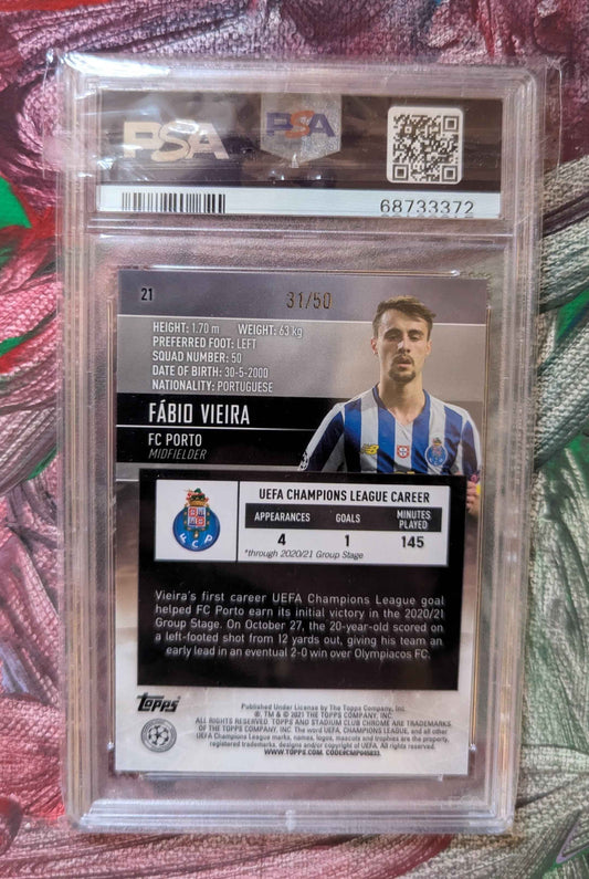 Fabio Vieira 2020 Topps Stadium Chrome Gold Refractor RC 31/50 PSA 10 #21