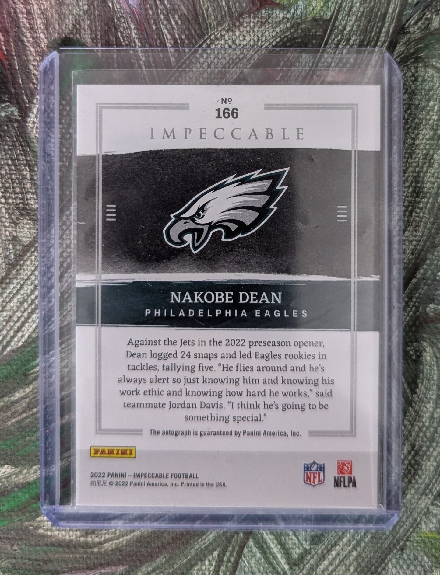 Panini Impeccable Football 2022 - RC Nakobe Dean 35/99, #166