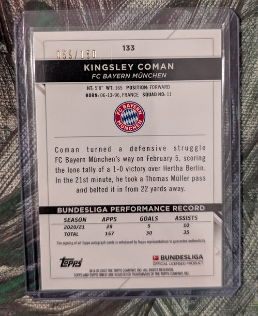 Kingsley Coman 2021-22 Topps Finest Bundesliga Black Wave Auto 059/150 #133 Fiedler24