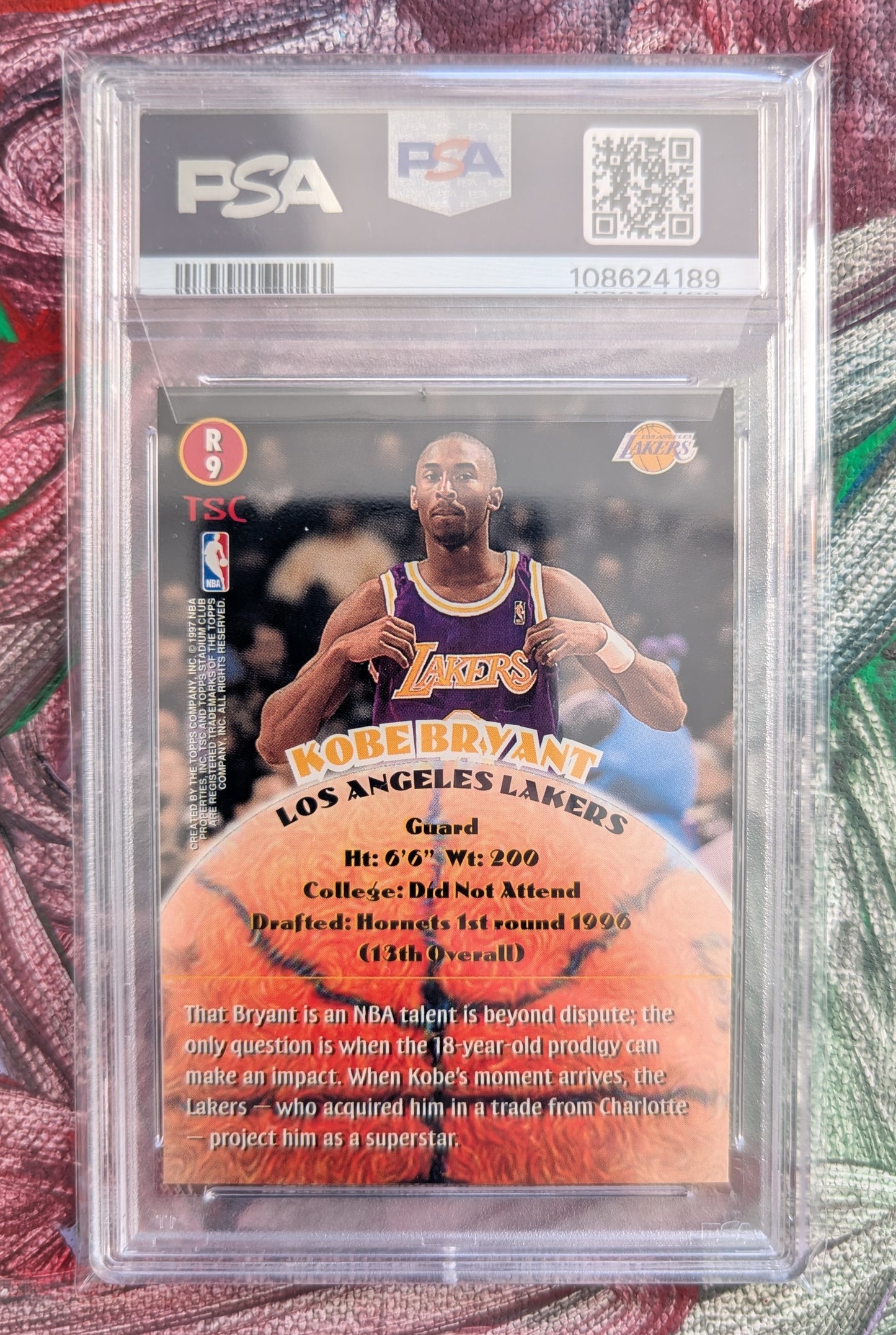 1996-97 Topps Stadium Club - Rookies Series 2 - Kobe Bryant, #R9 - PSA 9