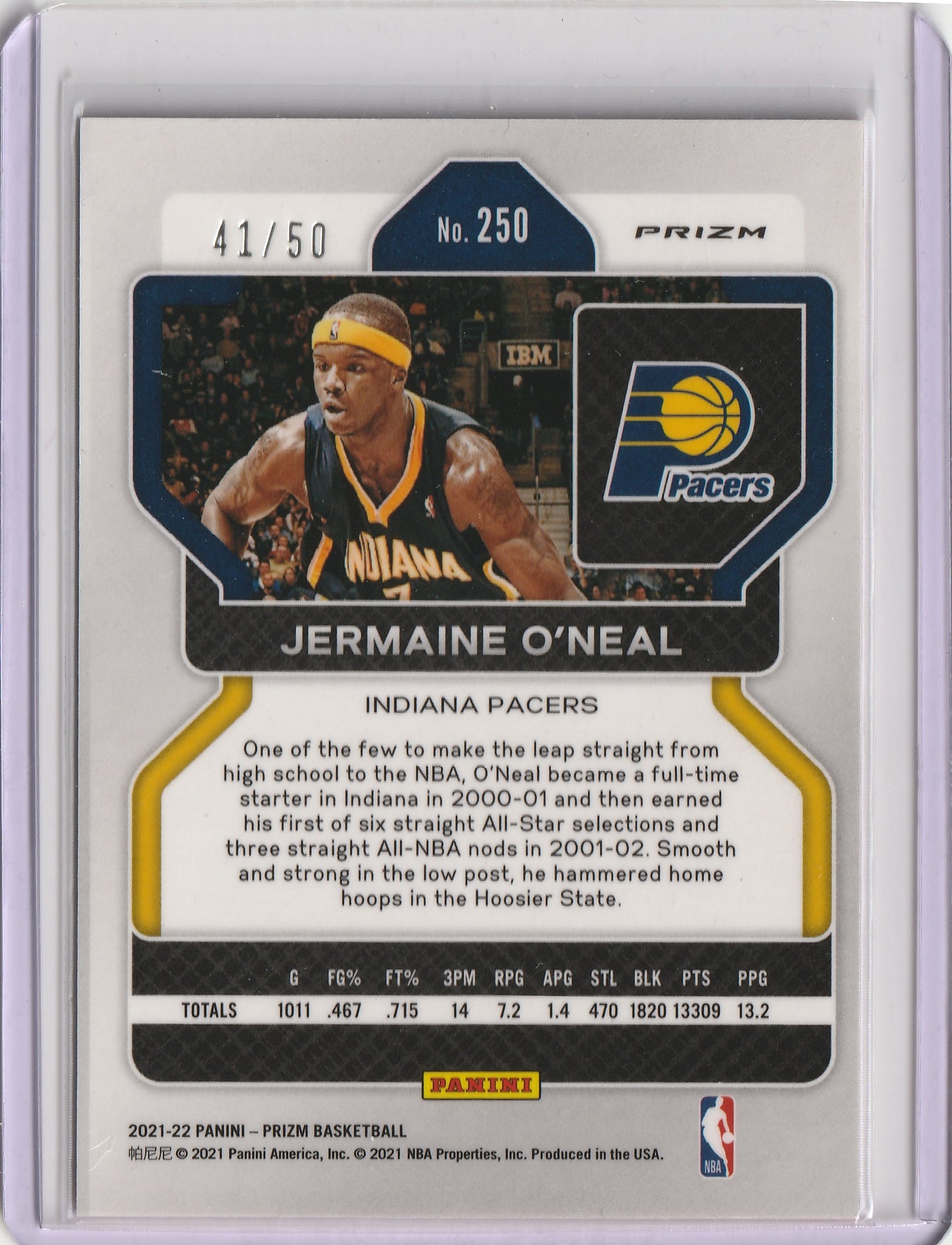 Jermaine O'Neal 2021/22 Panini Prizm Fast Break Pink 41/50 #250 Fiedler24