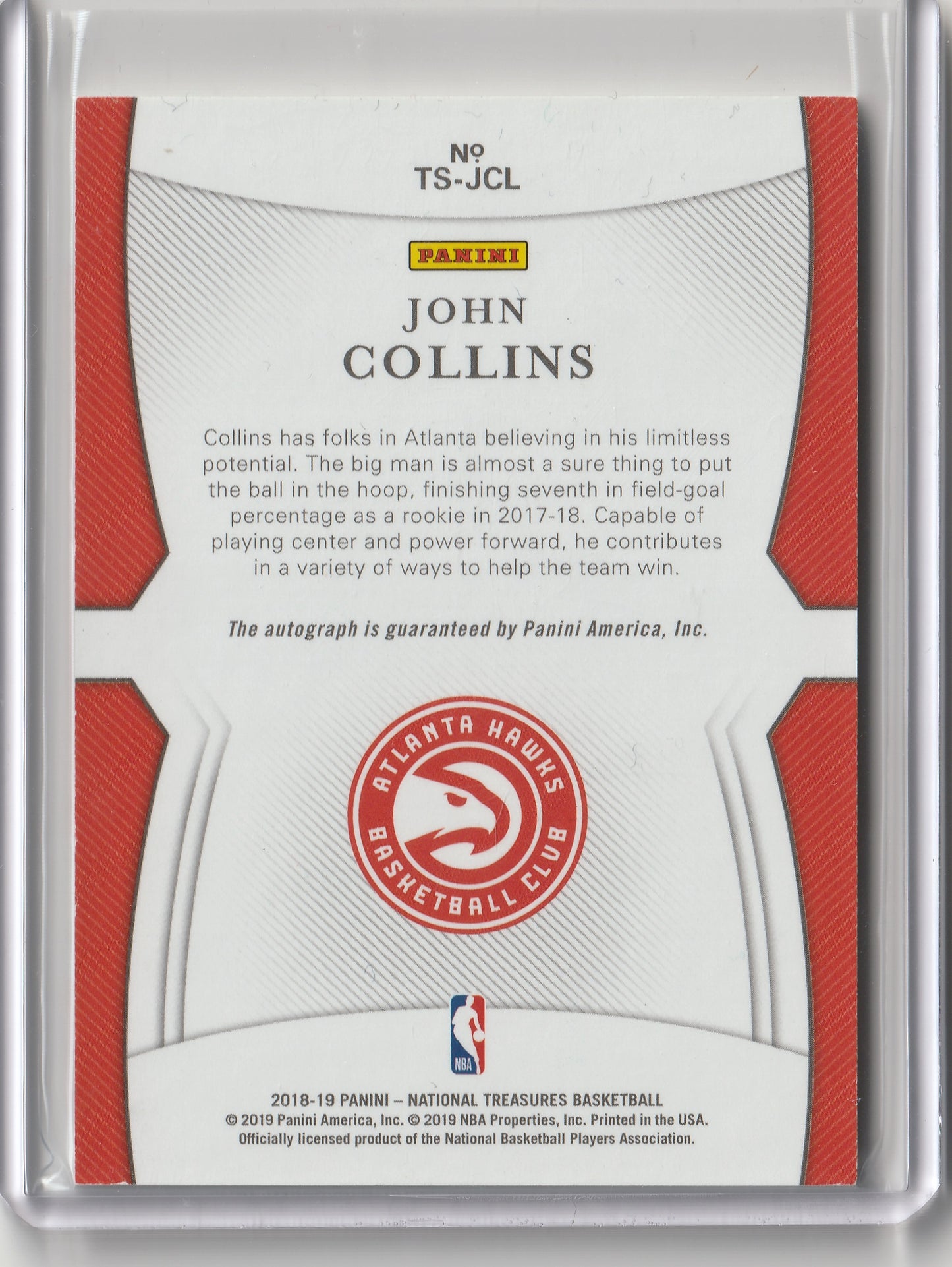 Panini National Treasures 2018/19 - On Card Auto - John Collins 22/99, #TS-JCL