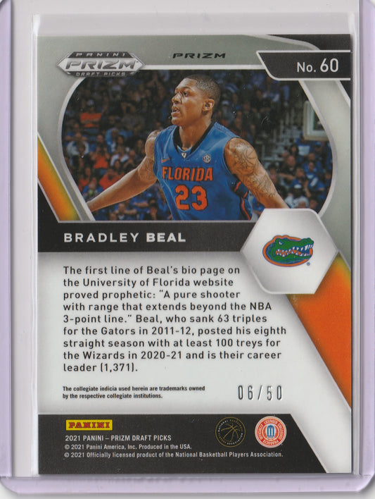 Bradley Beal 2021/22 Panini Prizm Draft Picks Purple Circles Prizm 06/50 #60 Fiedler24