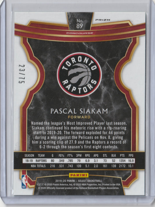 Pascal Siakam 2019/20 Panini Select Basketball Neon Green Prizm 23/75 #89 Fiedler24