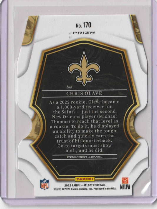 Chris Olave 2022 Panini Select Red & Blue Prizm Die-Cut RC #170
