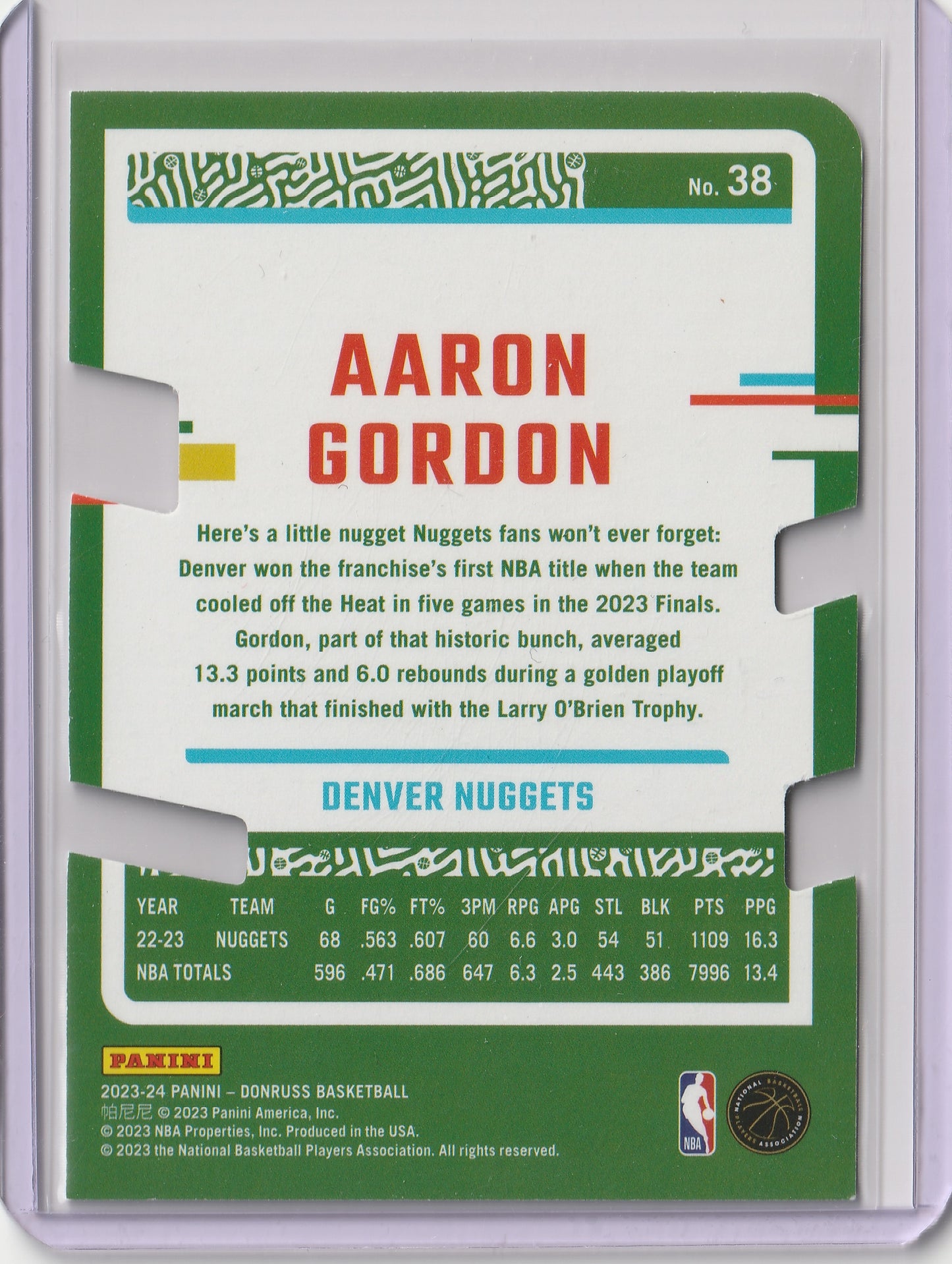2023-24 Panini Donruss - Gold Press Proof, Die-Cut - Aaron Gordon 15/25, #38