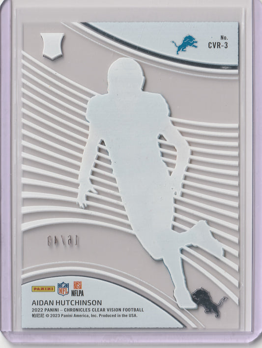 Aidan Hutchinson 2022 Panini Chronicles Clear Vision Rookies Purple 16/49 #CVR-3 Fiedler24