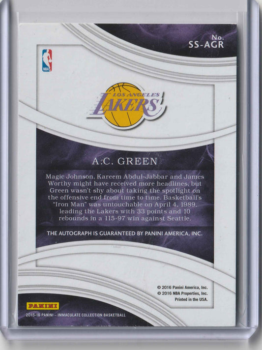 A.C. Green 2015-16 Panini Immaculate Shadowbox Signatures 69/99 #SS-AGR