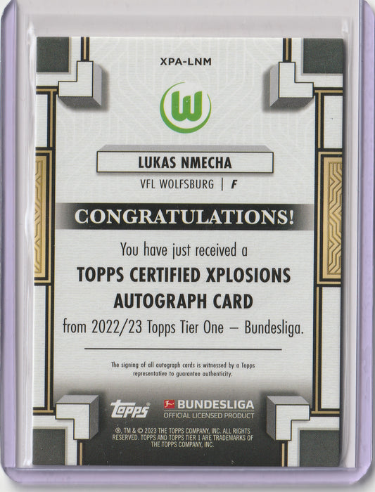 Lucas Nmecha 2022-23 Topps Tier One Bundesliga Xplosions Auto Purple 03/50 #XPA-LNM Fiedler24
