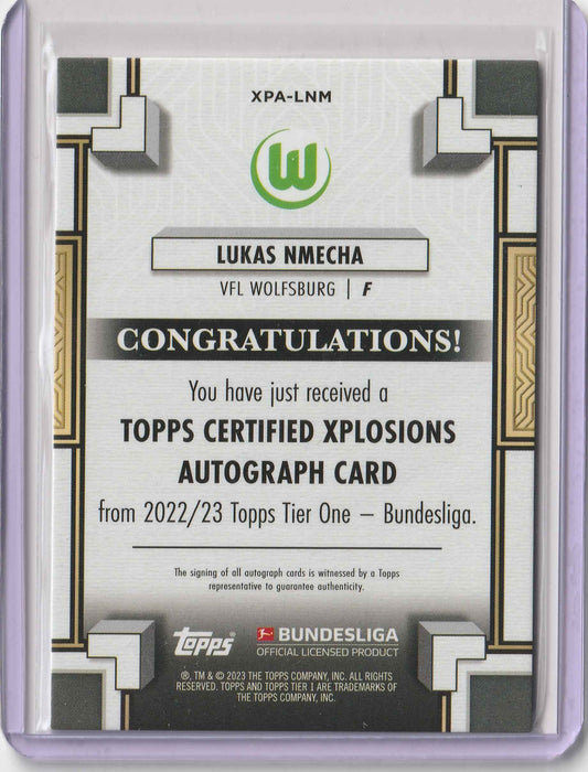 Lucas Nmecha 2022-23 Topps Tier One Bundesliga Xplosions Auto Purple 03/50 #XPA-LNM