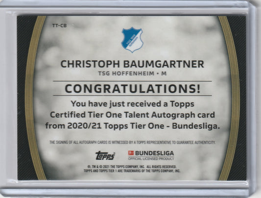 Christoph Baumgartner 2020/21 Topps Tier One Bundesliga Talent 097/100 #TT-CB Fiedler24