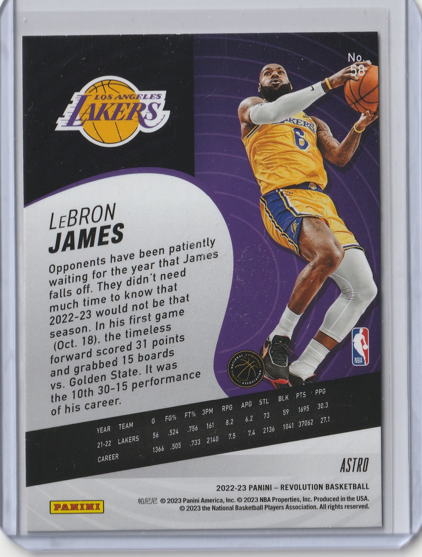 LeBron James 2022-23 Panini Revolution Astro #58 Fiedler24