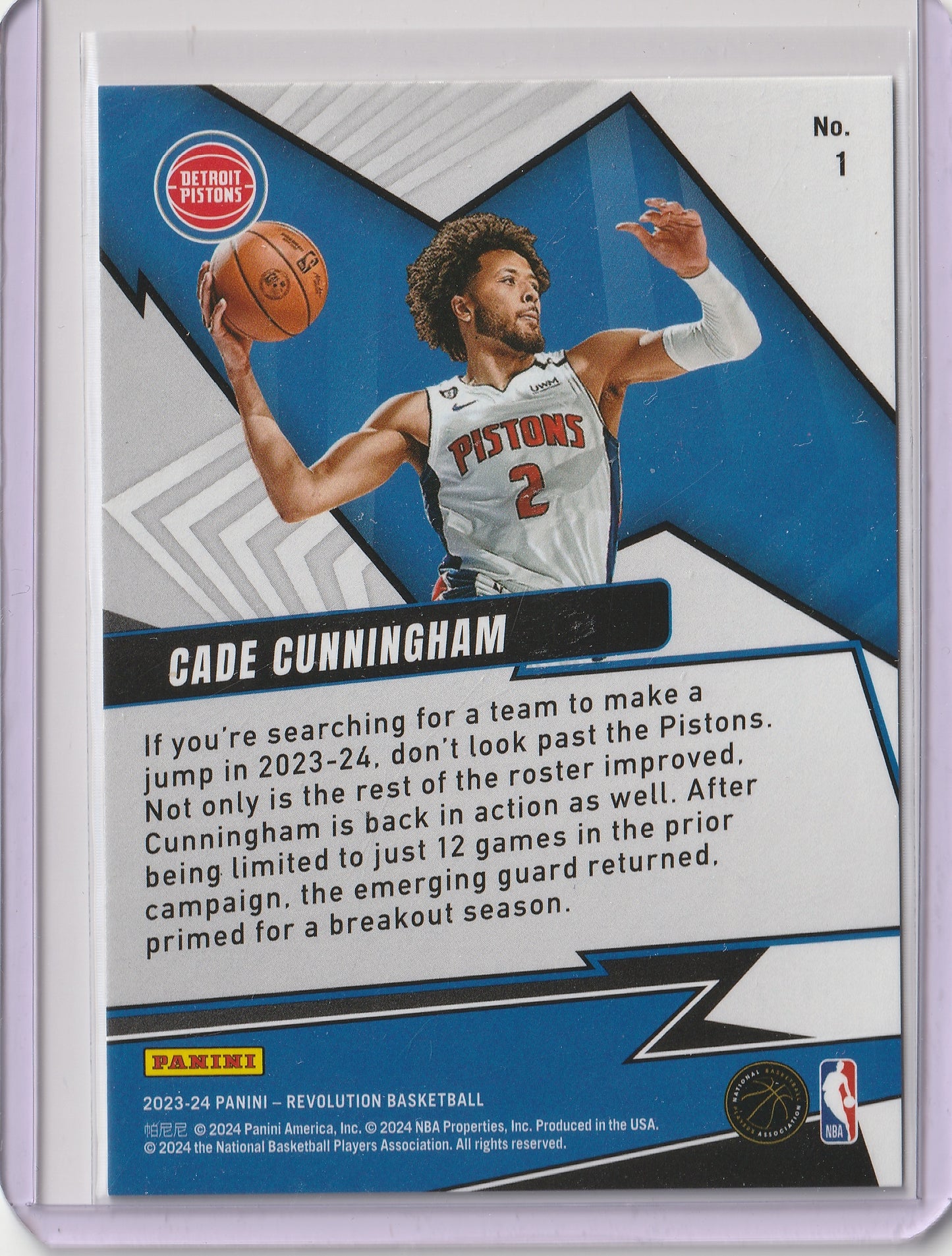Cade Cunningham 2023/24 Panini Revolution Shock Wave #1 Fiedler24