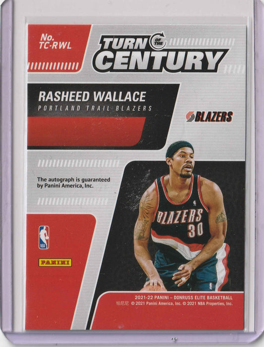 Rasheed Wallace 2021/22 Donruss Elite Turn of the Century Signatures Red 26/49 #TC-RWL
