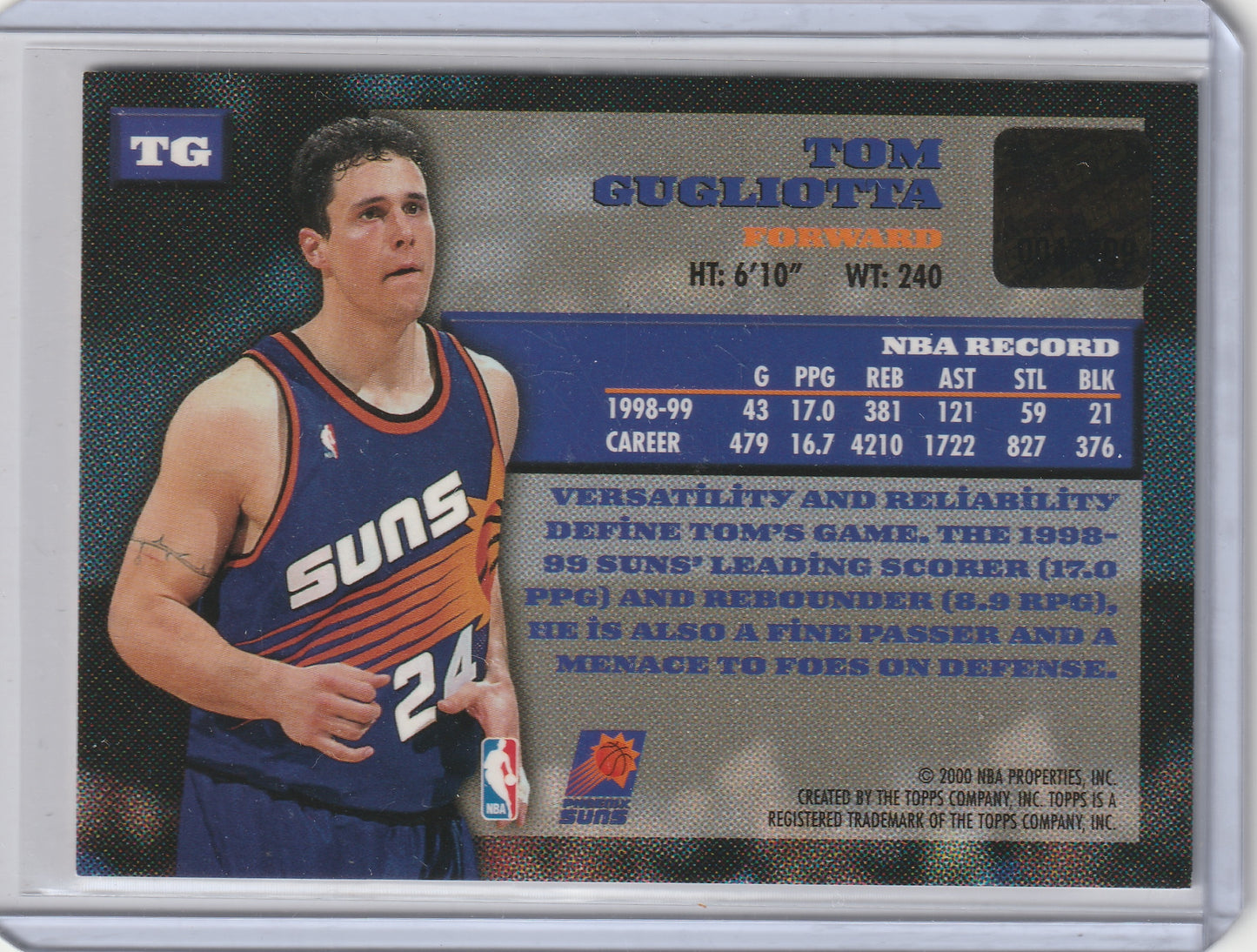 1999-2000 Topps Autograph Issue - Signed On-Card Auto - Tom Gugliotta, #TG
