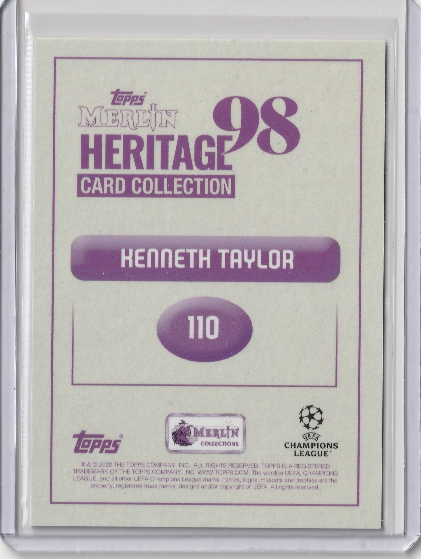 Kenneth Taylor 2022/23 Topps Merlin's Heritage 98 UCL Orange Autograph 02/10 #052 Fiedler24