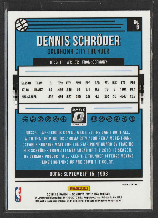 Dennis Schröder 2018-19 Panini Donruss Optic White Sparkle Prizm #6