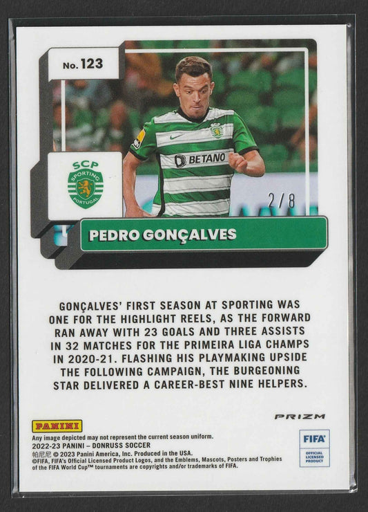 Pedro Goncalves 2022-23 Panini Donruss Optic Dragon Prizm 2/8 #123