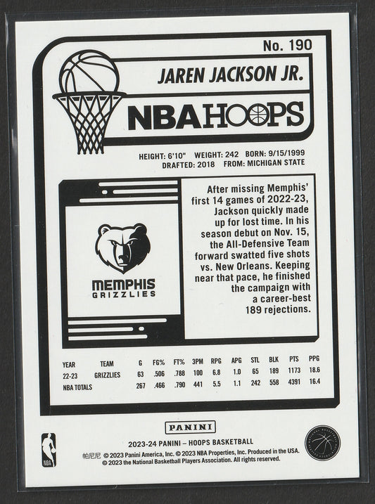 Jaren Jackson Jr. 2023/24 Panini NBA Hoops Hyper Green 18/25 #190 Fiedler24