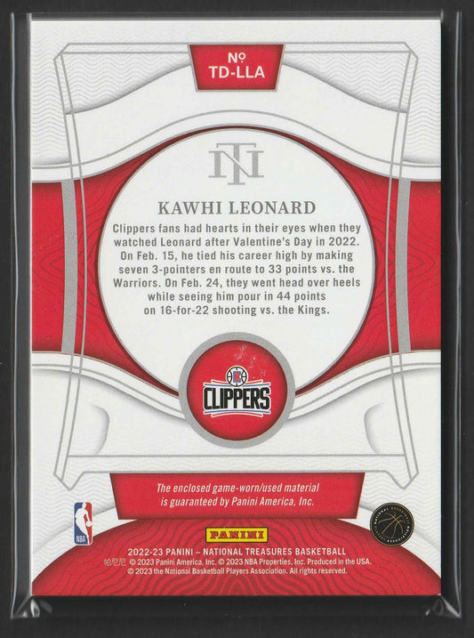 Kawhi Leonard 2022/23 National Treasures Threads 50/99 #TD-LLA Game-Worn