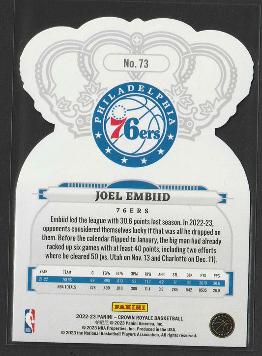 Joel Embiid 2022/23 Panini Crown Royale Red Crystal 01/49 #73