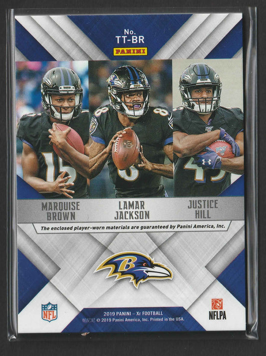Lamar Jackson 2019 Panini XR Team Trios Materials Blue 37/49 #TT-BR Player-Worn