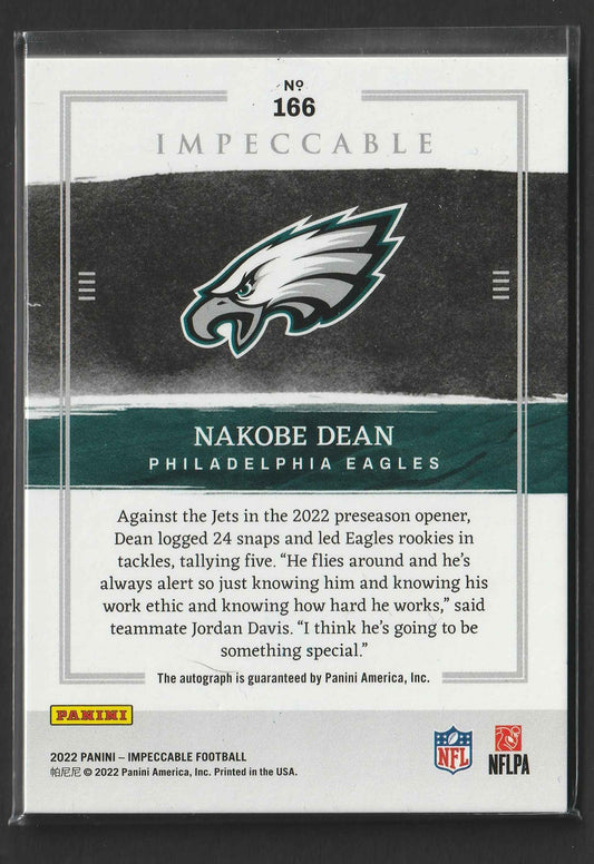 Nakobe Dean 2022 Panini Impeccable Football RC 35/99 #166