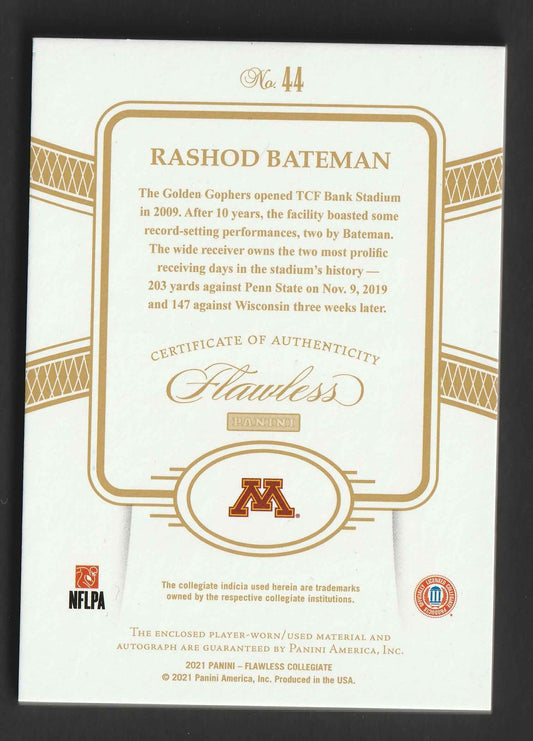 Rashod Bateman 2021 Flawless Sapphire RPA 01/15 #44 Player-Worn