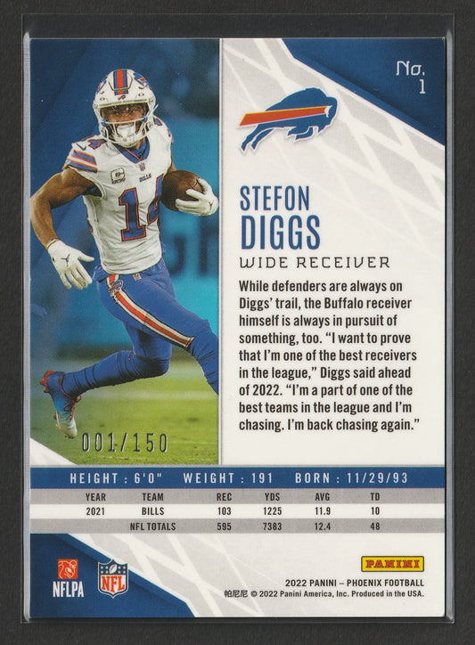 Stefon Diggs 2022 Panini Phoenix Teal 001/150 #1 Fiedler24
