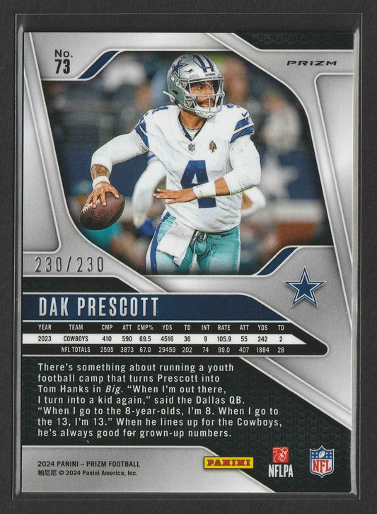 Dak Prescott 2024 Panini Prizm Blue Wave Prizm 230/230 #73