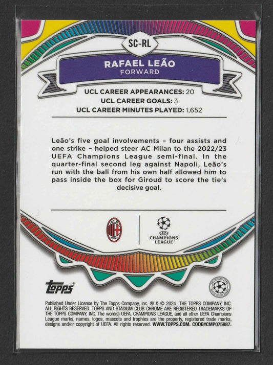 Rafael Leao 2023/24 Topps Stadium Club Chrome Say Cheese! Orange Refractor 25/25 #SC-RL