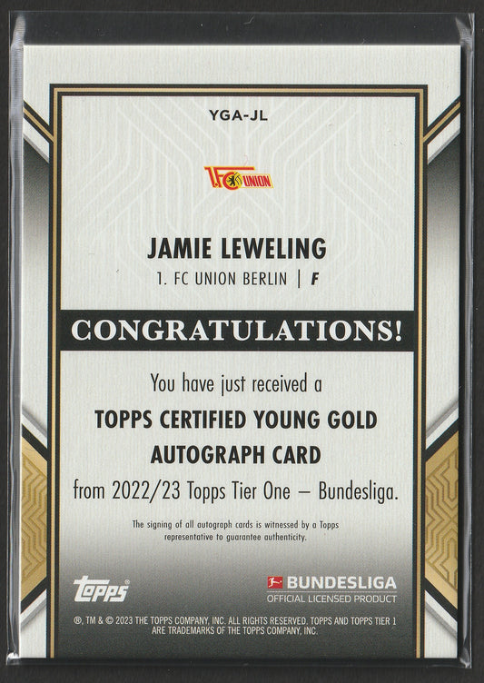 Jamie Leweling 2022/23 Topps Tier One Bundesliga Young Gold 031/120 #YGA-JL Fiedler24