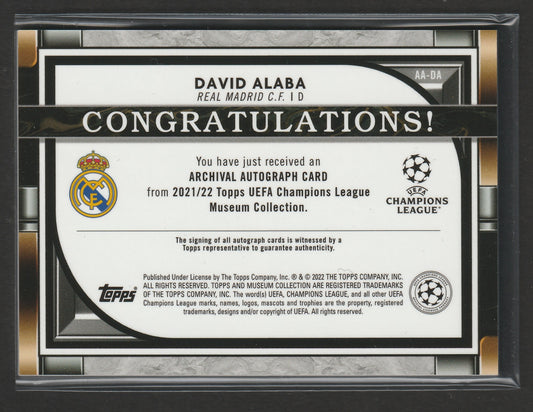 David Alaba 2021-22 Topps Museum Collection UCL Auto 130/299 #AA-DA - Fiedler24