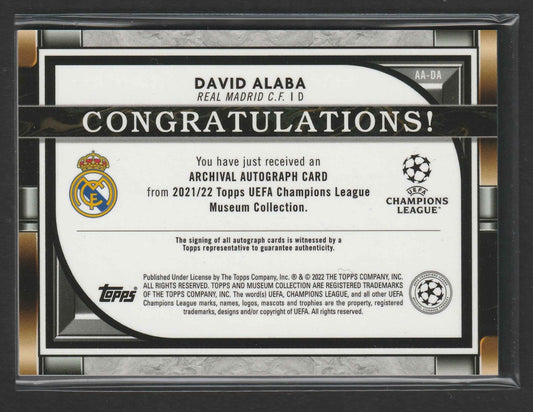 David Alaba 2021-22 Topps Museum Collection UCL Auto 130/299 #AA-DA
