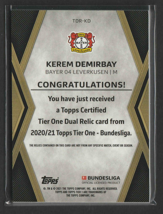 Kerem Demirbay 2020/21 Topps Tier One Bundesliga Dual Relic 25/25 #TDR-KD