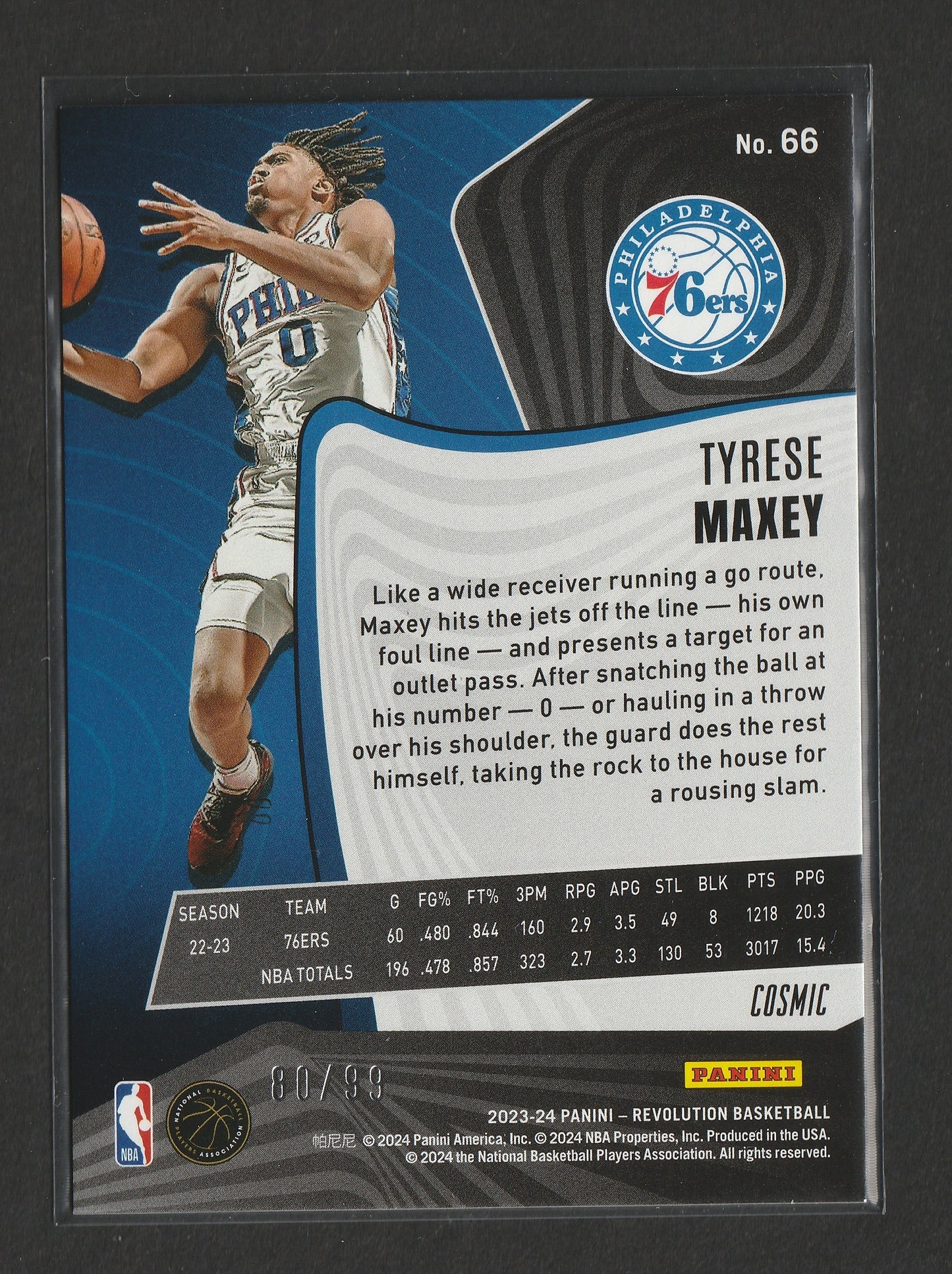 Tyrese Maxey 2023-24 Panini Revolution Cosmic 80/99 #66 - Fiedler24