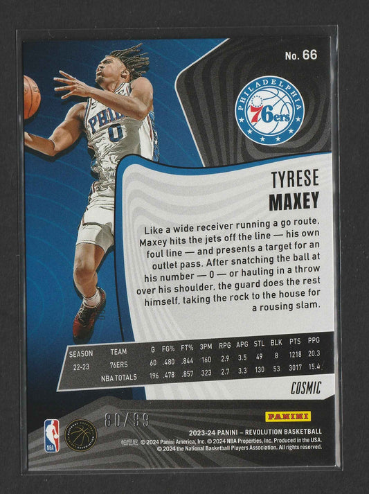 Tyrese Maxey 2023-24 Panini Revolution Cosmic 80/99 #66