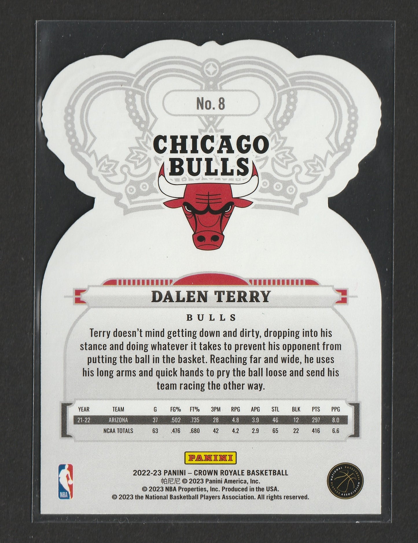 Dalen Terry 2022-23 Panini Crown Royale 1st Off the Line FOTL Green Crystal 03/21 #8 - Fiedler24