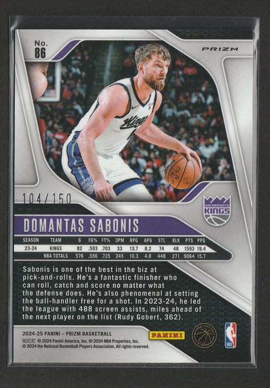 Domantas Sabonis 2024-25 Panini Prizm Fast Break Blue Prizm 104/150 #86 - Fiedler24