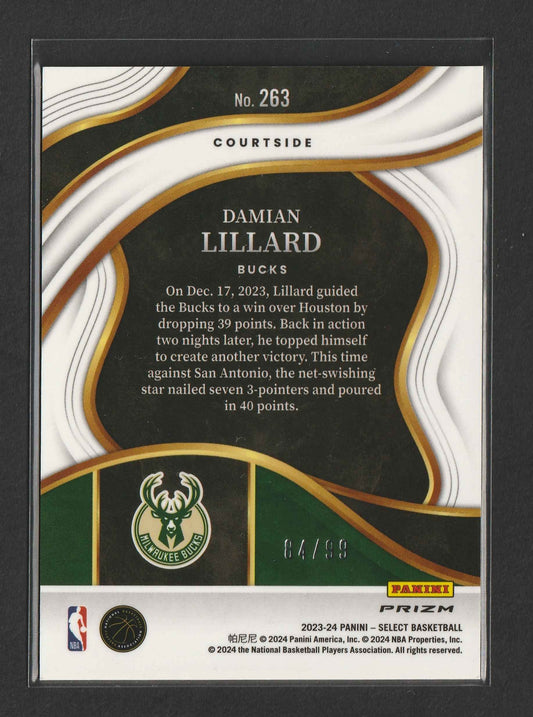 Damian Lillard 2023-24 Panini Select Blue Flash Prizm 84/99 #263