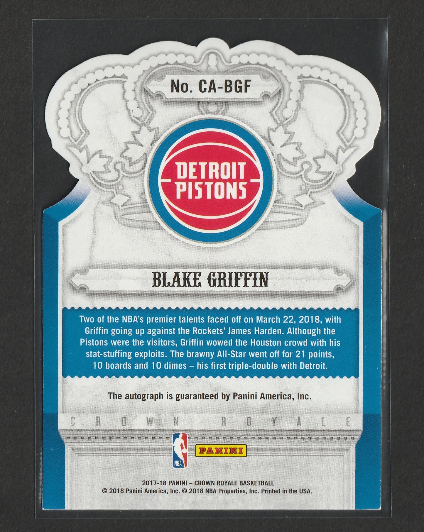 Blake Griffin 2017-18 Panini Crown Royale Autographs Blue 07/25 #CA-BGF - Fiedler24