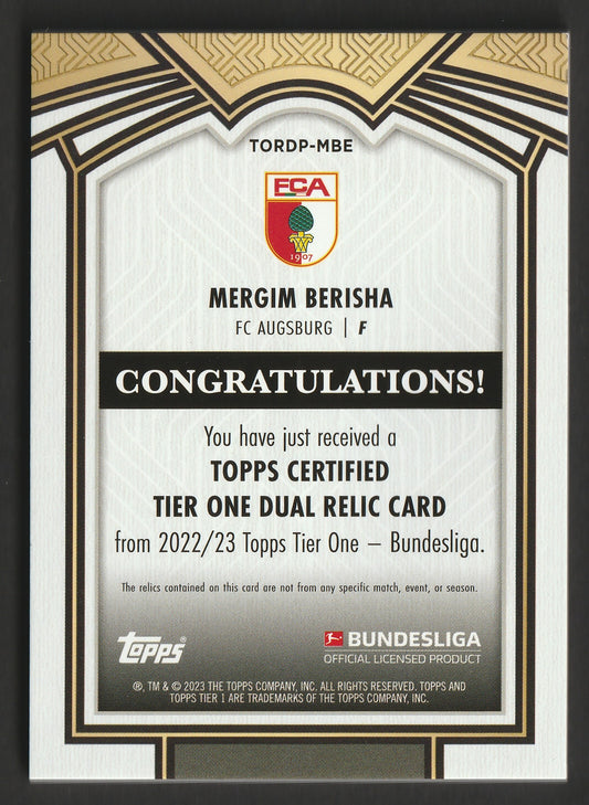 Mergim Berisha 2022/23 Topps Tier One Bundesliga Dual Relic 25/25 #TORDP-MBE