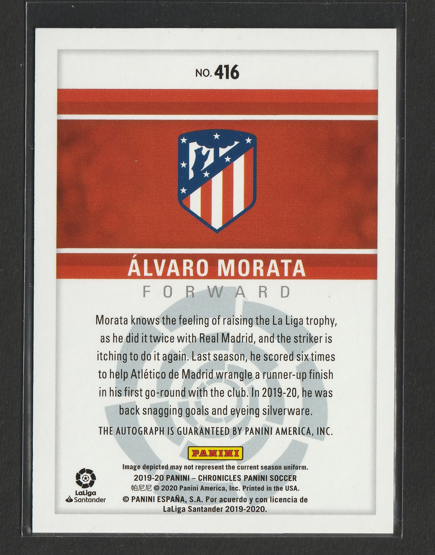 Alvaro Morata 2019-20 Panini Chronicles Signatures Auto La Liga /500 #416