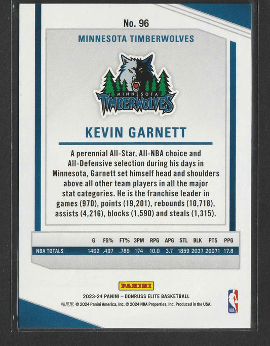 Kevin Garnett 2023-24 Panini Donruss Elite Purple 14/49 #96