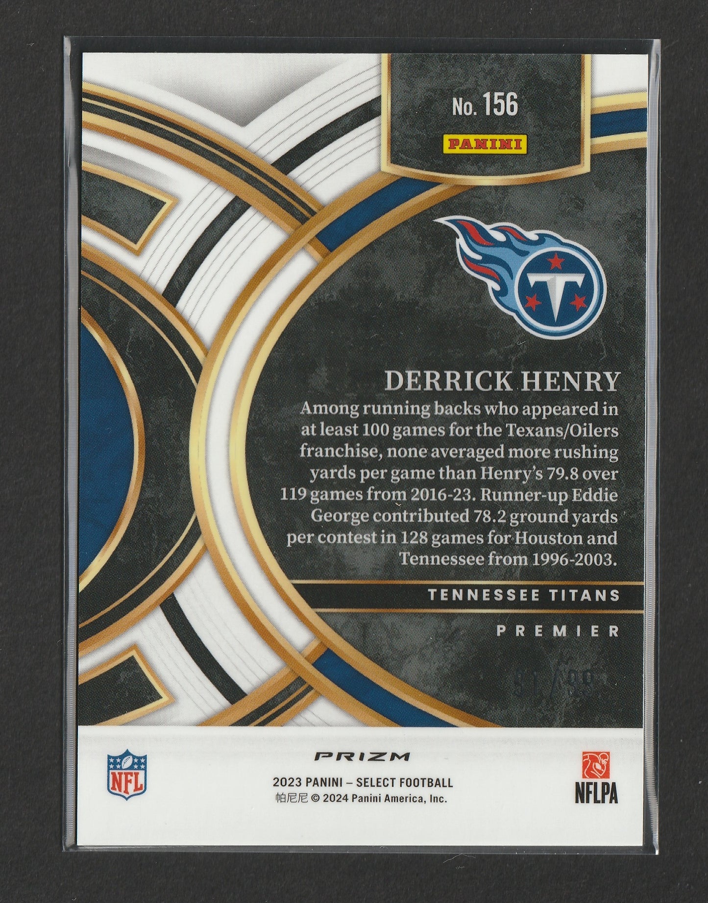 Derrick Henry 2023 Panini Select Light Blue Prizm Premier Level 91/99 #156