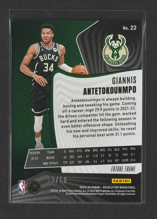 Giannis Antetokounmpo 2023/24 Panini Revolution Future Frame 52/60 #22