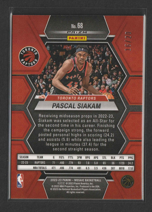 Pascal Siakam 2022-23 Panini Mosaic Fast Break Pink Prizm 16/20 #68