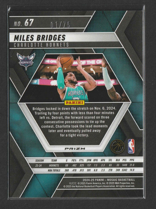 Miles Bridges 2024-25 Panini Mosaic International Red Mosaic Prizm 01/75 #67