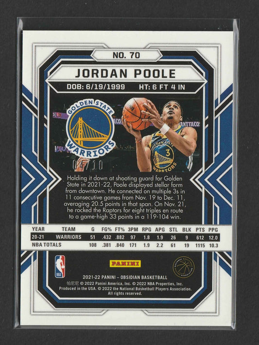 Jordan Poole 2021-22 Panini Obsidian Electric Etch Yellow Flood 04/10 #70